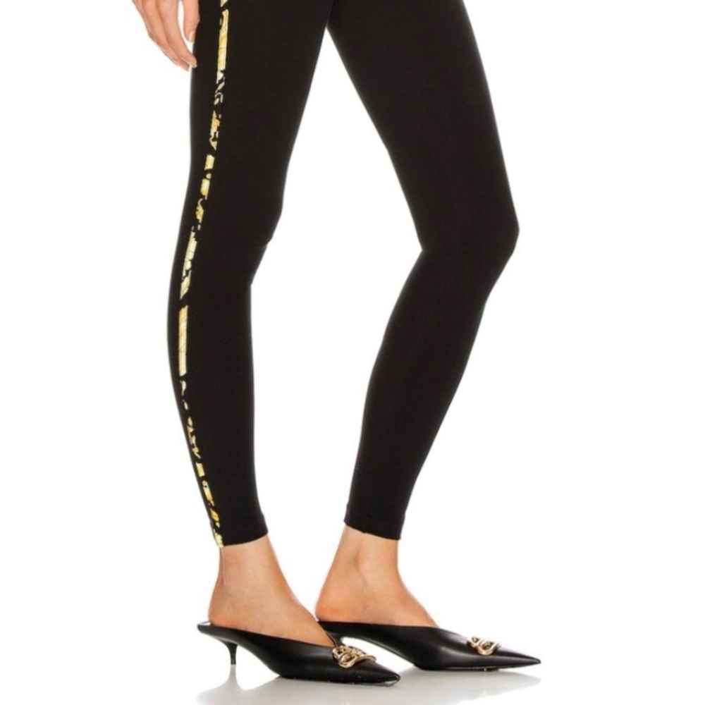 Versace Black Leggings with Gold Detail